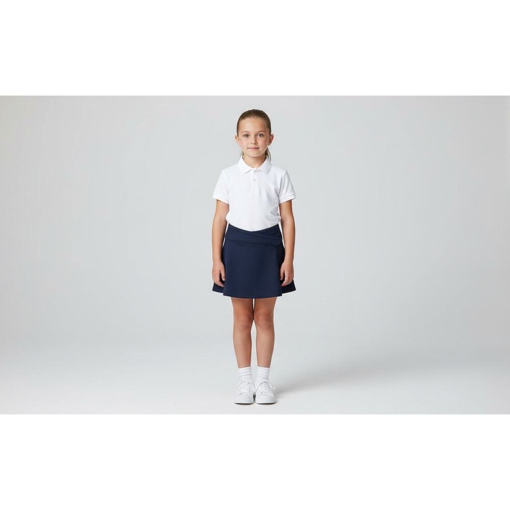 Eddie Bauer Girls Uniform Scooter Skort Skirt Size 6 Blue Adjustable Waist